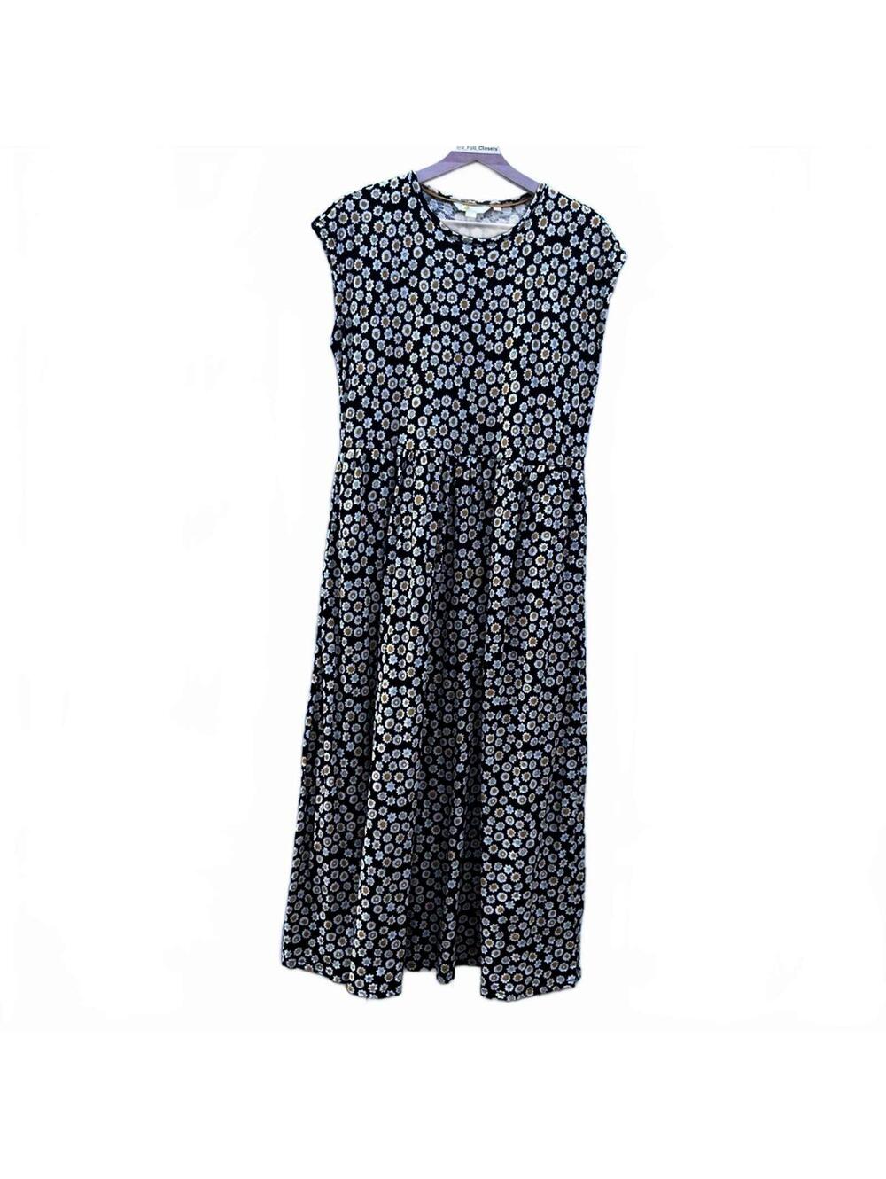 Boden Sunflower Cap Sleeve Cotton Jersey Knit Maxi Dress | Size 10 Regular